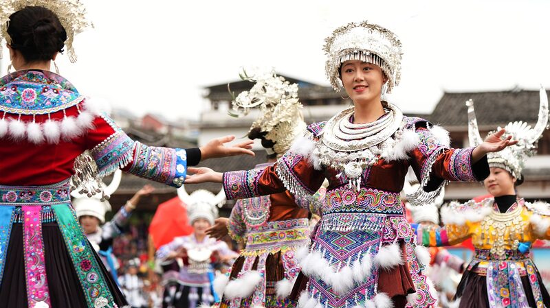 People celebrate Lusheng and Horse Fighting Festival in Guangxi