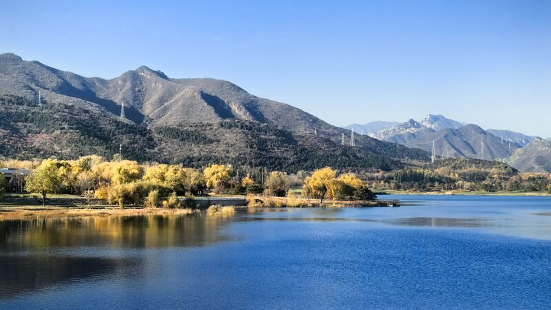 Stunning autumn view at Beijing's Yanqi Lake