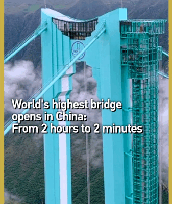 World’s Tallest Canyon Bridge Cuts Journey from 2 Hours to 2 Minutes World’s Tallest Canyon Bridge Cuts Journey from 2 Hours to 2 Minutes video poster
