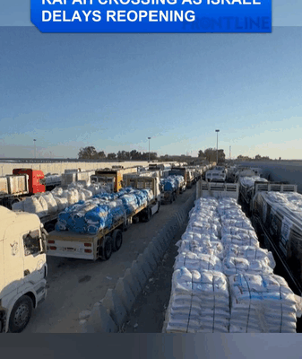 Aid Trucks Stall at Rafah Crossing Amid Reopening Delay Aid_Trucks_Stall_at_Rafah_Crossing_Amid_Reopening_Delay video poster