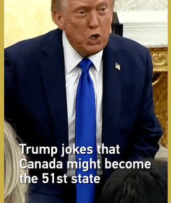 Trump Teases Canada as “51st State” in White House Banter Trump Teases Canada as “51st State” in White House Banter video poster