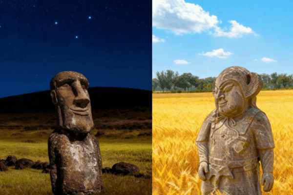 Historic Stone Chat: Moai Meets China’s Big-Eared General 🗿 Historic Stone Chat: Moai Meets China's Big-Eared General 🗿 video poster