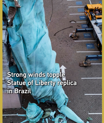 Storm Topples 24m Statue of Liberty Replica in Brazil 🌪️ video poster