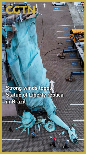 3QJIYYK1NW2KHE5SOPZR - Namaste Headlines Storm Topples 24m Statue of Liberty Replica in Brazil 🌪️ video poster