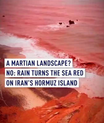 Rain Turns Sea Red on Hormuz Island’s Famous Red Beach video poster
