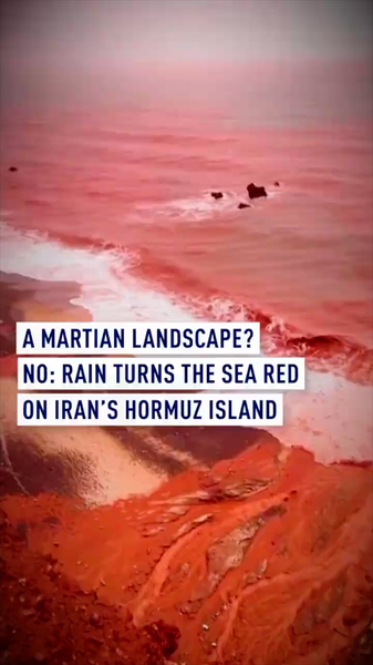 Rain Turns Sea Red on Hormuz Island’s Famous Red Beach video poster