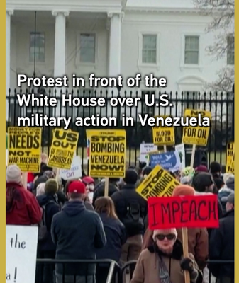 Protest_Erupts_at_White_House_Against_US_Military_Action_in_Venezuela video poster